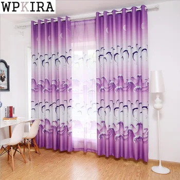 

Dolphin Purple/ Blue Curtains Printed Sheer Voile Kids Boys Room Window Bedroom Curtains Tulle Drapes Fabrics Rideaux ZH018&20