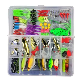 

141Pcs/ Box Artificial Fishing Lures Crank baits Hooks Minnow Baits Tackle Minnow Popper Spinner Spoon Metal Fishing Lure Kit