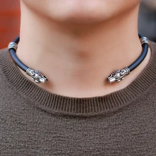 Изысканный Викинги Волчья Голова колье ожерелье с тремя Руна викингов бусы мужские крутящий момент ожерелье ювелирные изделия