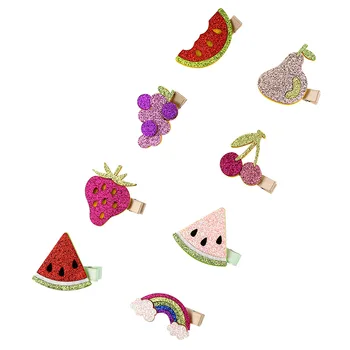 

40pcs Fashion Cute Fruits Hairpins Glitter Cherry Strawberry Watermelon Rainbow Hair Clips Princess Fashion Hair Accessories