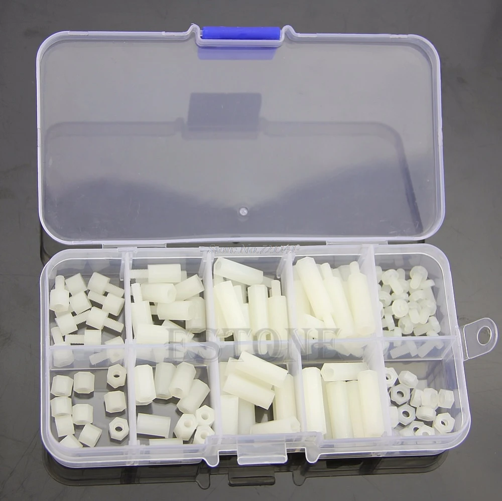 M3 Nylon Hex Spacers Screw Nut Assortment Kit Stand off Plastic