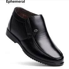 Мужская деловая обувь из яловичного спилка из мягкой кожи теплая зимняя обувь на плоской подошве с круглым носком на меху, большой размер 48, обувь для папы