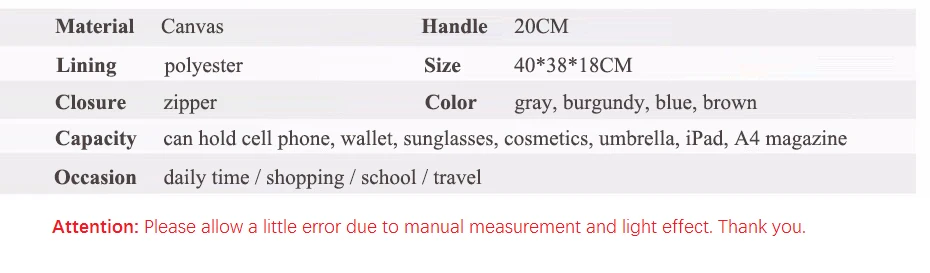 MJ Women's Canvas Handbags High Quality Female Canvas Totes Casual Shoulder Bags Large Travel Bag Ladies Solid Crossbody Bags (37)