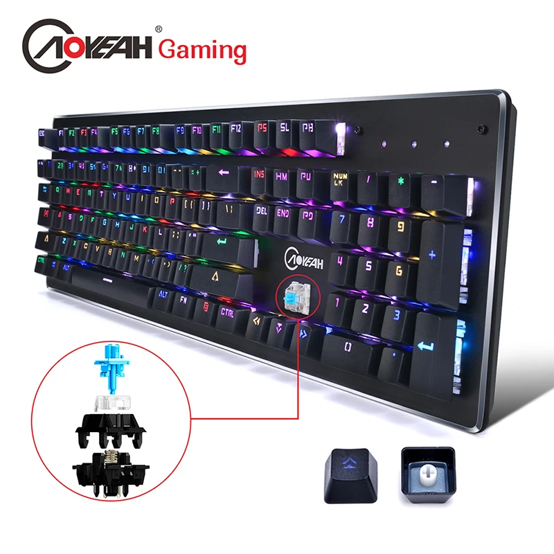 AOYEAH USB Проводная Механическая RGB игровая эргономичная мультимедийная клавиатура