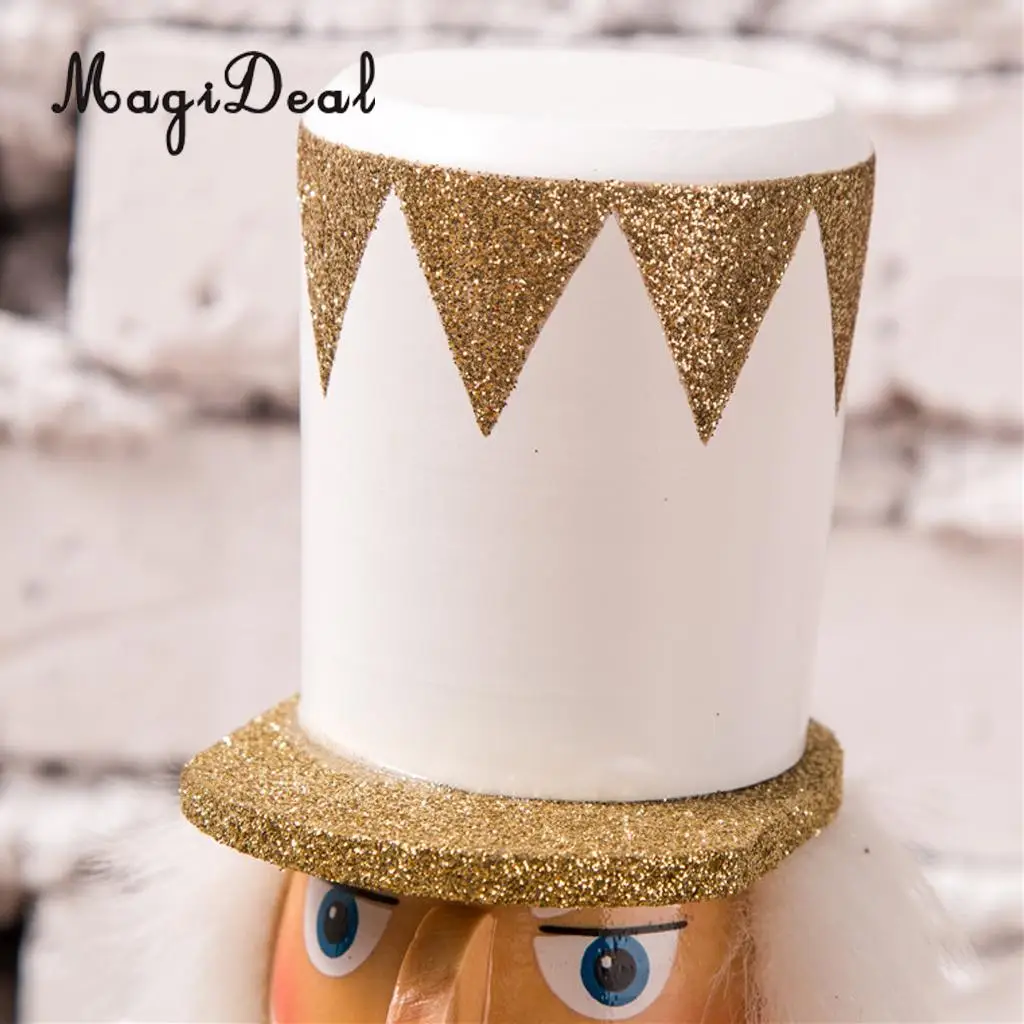 38CM Vintage Hand Painted Gold Glitter Drummer Nutcracker Christmas Decorative Ornament Handicraft