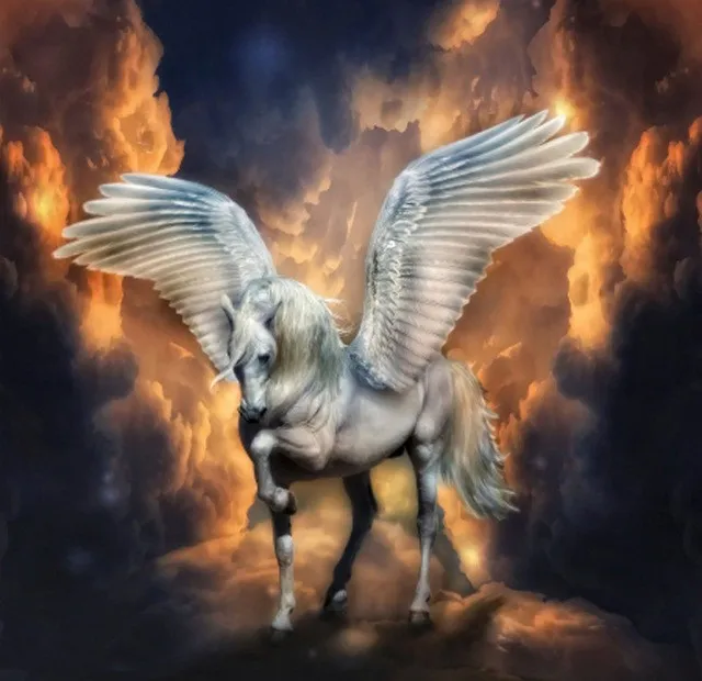 

Wall Decor Art 5D Diy Diamond Painting Pegasus Horse Round Drill Full Diamond Embroidery Mosaic New Needlework Home Decoration
