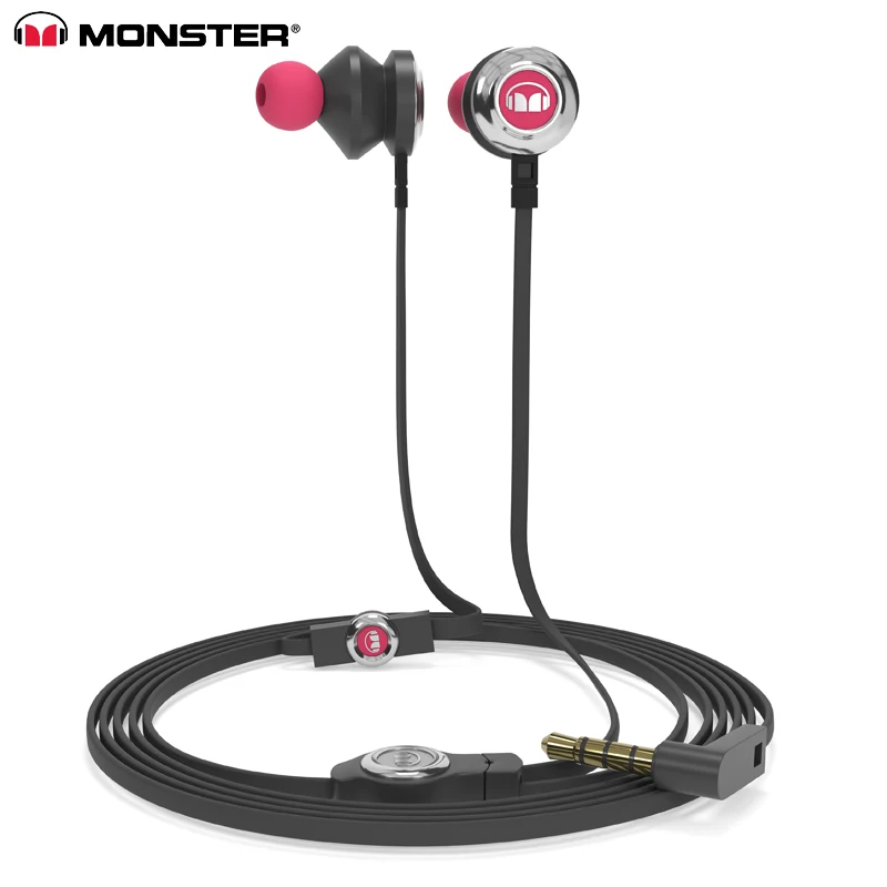 

Original Monster Clarity HD In-ear Wired Earphones With Flat Wire With Microphone Bass Stereo Remote Control For Android IOS