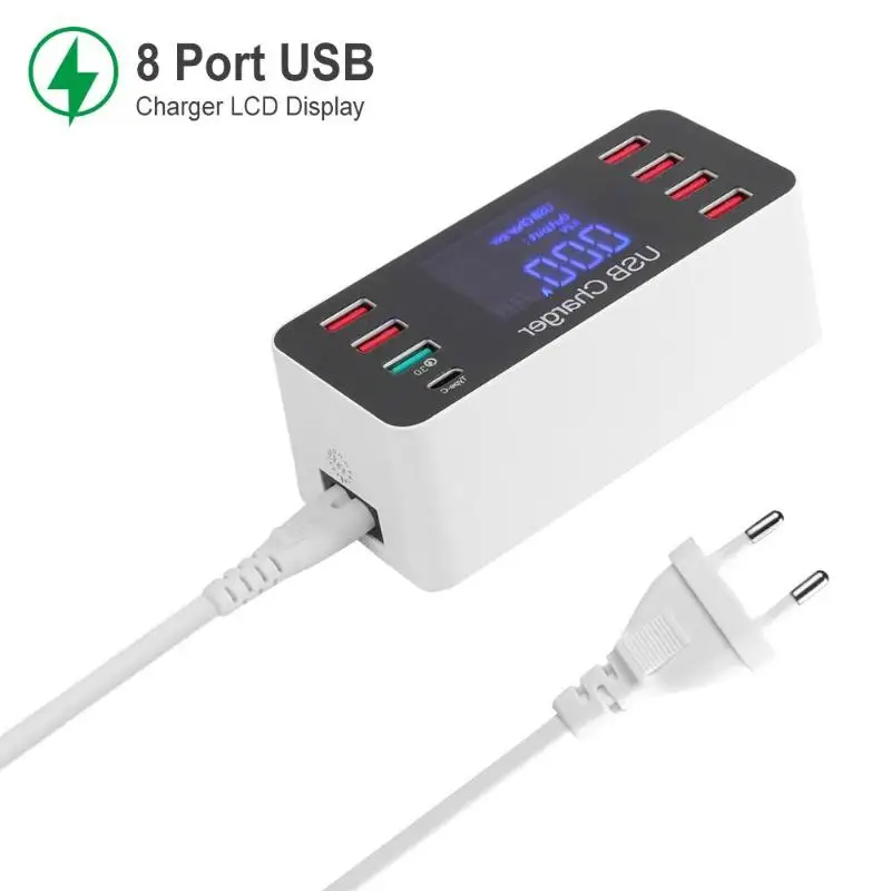 

ALLOET 8 Port USB Charger 5V 8A 40W With Voltage Current LCD Display USB Desktop Table Socket Charger For Smart Phone Tablet PC