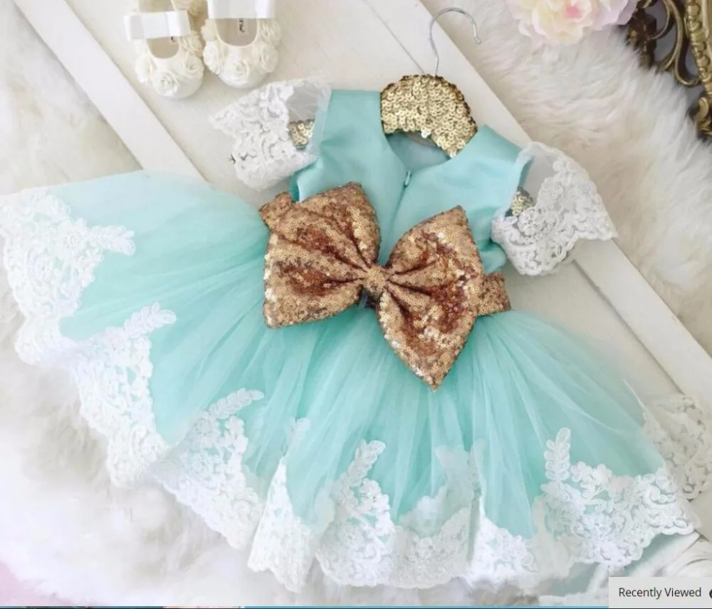 

2018 Lace Baby Girl Dress Sequin Bow Flower Princess Baby Dress for Infant Little Girl Elegant Birthday Dress For Wedding Party