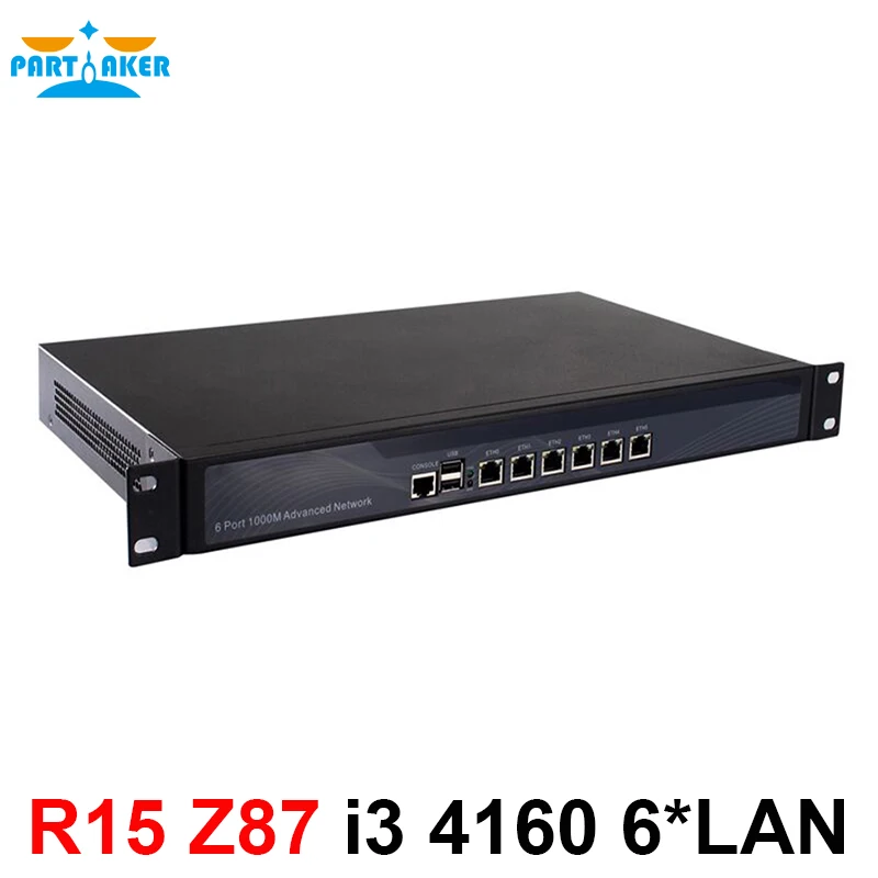 1U 6 локальной сети межсетевого экрана устройства с 6 портов Gigabit LAN Intel Core i3 4150 3,5 ГГц Mikrotik PFSense рос Wayos 2G RAM 8 г SSD