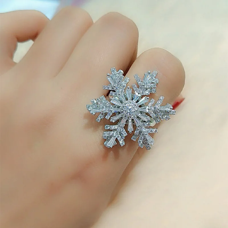 F.I.N.S персонализированное вращающееся кольцо со снежинками, Открытое кольцо, нежные подвижные подарки на удачу для женщин Anel Bijoux ювелирные изделия