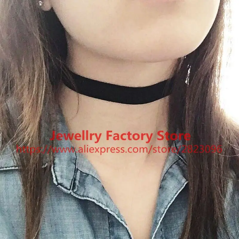 300pcs/lot fashion lady black choker 1.5cm width women necklace choker