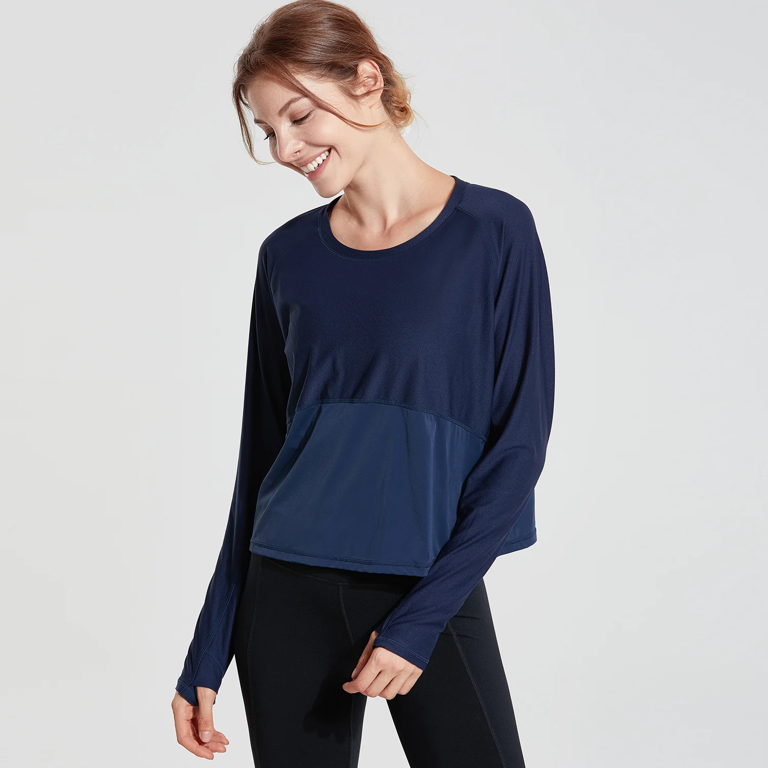 

Women's UPF 50+ UV/Sun Protection Mesh Long Sleeve Sport Cropped Shirts