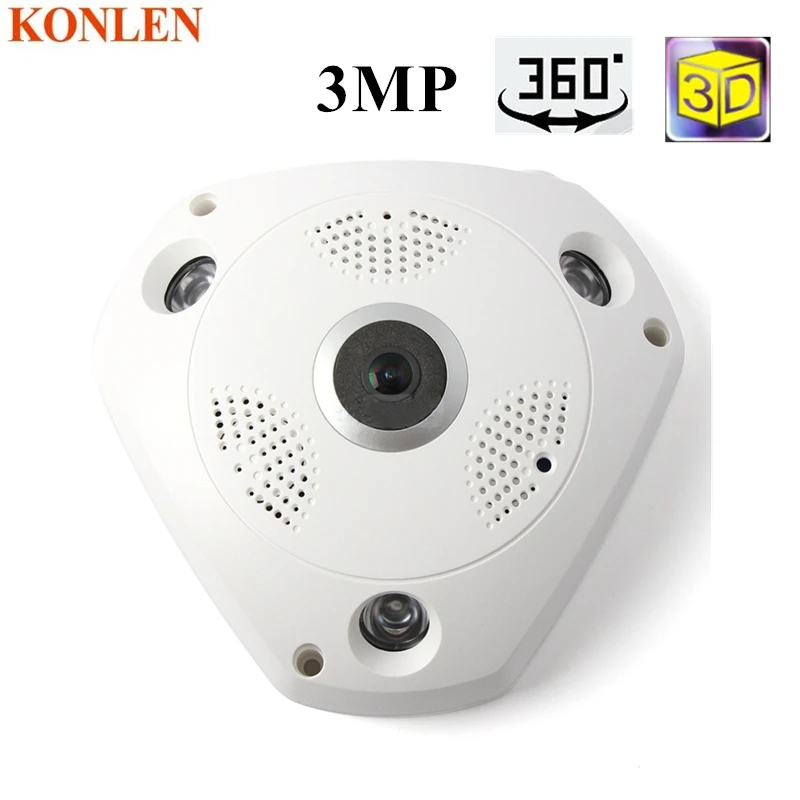 Wifi Panoramic Ip Camera 3mp 360 Degree Fisheye Network Cctv Kamera Video Storage Remote Ir-cut Two Audio Konlen - Ip Camera - AliExpress