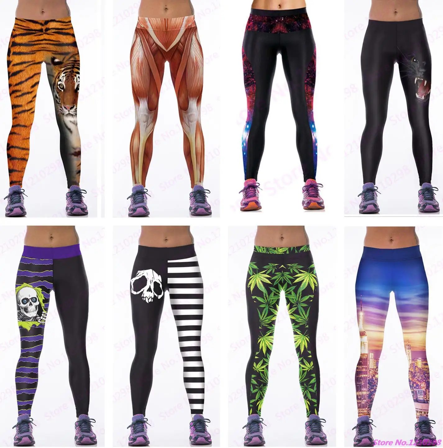 Women/'s Yoga Fitness Gym Leggings Funny Colorful Sports Running Pants Trousers A
