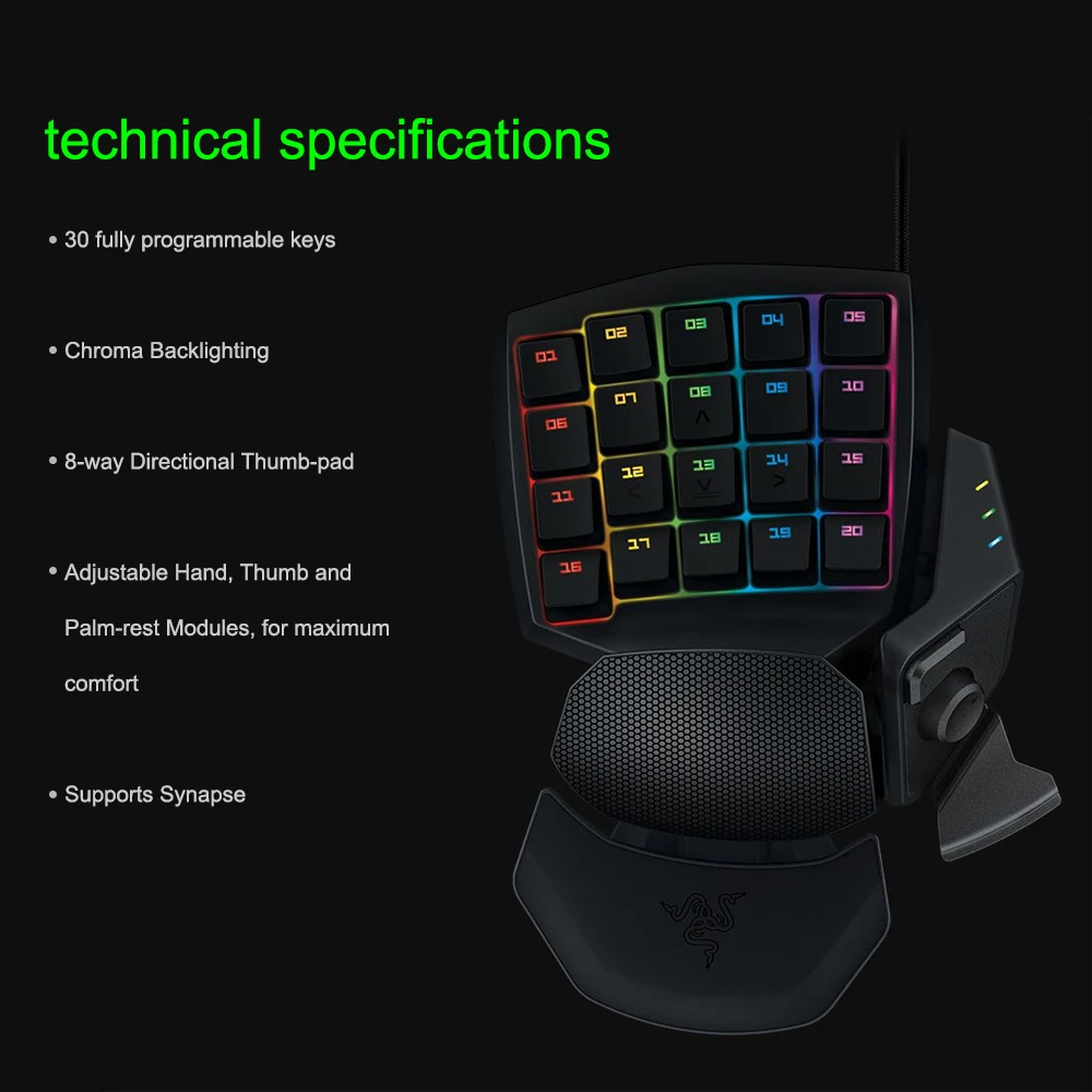 Razer Orbweaver Chroma Mechanical Keyboard 30 Progammable Keys Wired ...
