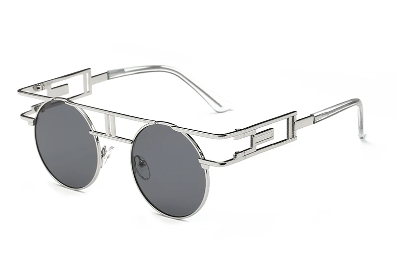 LEIDISEN стимпанк готические солнцезащитные очки для мужчин и женщин брендовые дизайнерские солнцезащитные очки Ретро винтажные очки высшего качества UV400 - Цвет линз: Silver w black lens