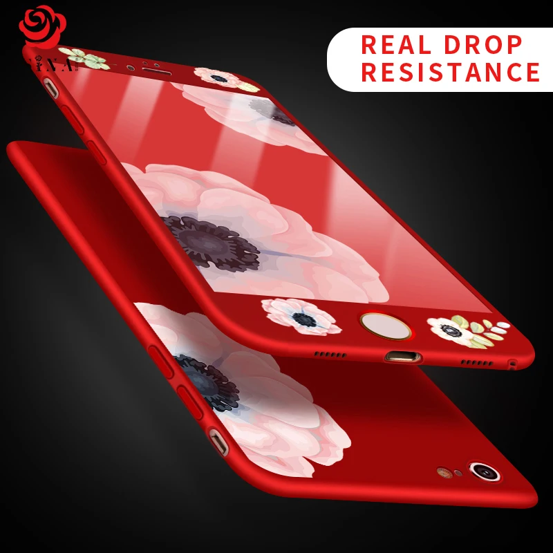 Funda completa de 360 grados para iPhone 8 funda de flor parachoques para iPhone 6 6 s 7 8 Plus X Fundas de relieve 3D a prueba de golpes Funda completa de 360 grados para iPhone 8 funda de flor parachoques para iPhone 6 6 s 7 8 Plus X Fundas de relieve 3D a prueba de golpes