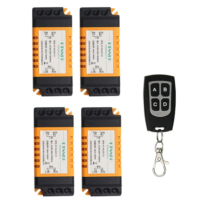 

433Mhz Universal Wireless Remote Control Switch AC85-260V Relay Receiver Module and 4pcs 4button RF Remote 433 Mhz Transmitter