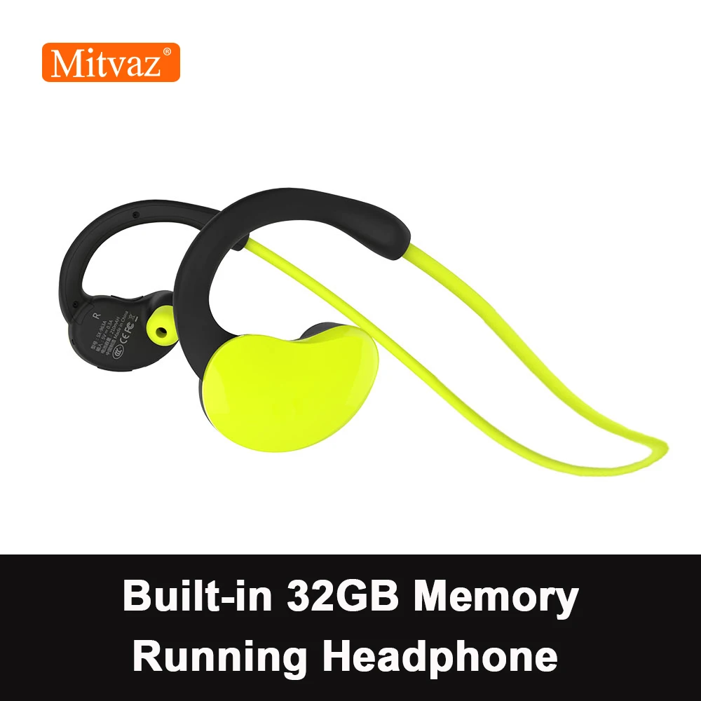 

Mitvaz Bluetooth Headphones 32GB MP3 player Wireless Earbuds IPX6 Waterproof Sport in-Ear Earphones HD Stereo