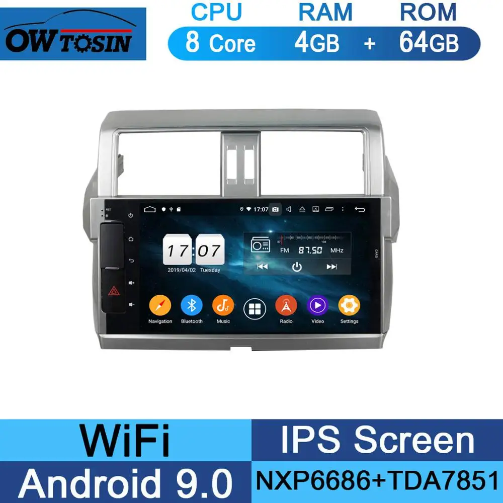 10," ips Android 9,0 8 Core 4G+ 64G Автомобильный мультимедийный dvd-плеер для Toyota Prado LC150 150 Land Cruiser 2013- DSP CarPlay радио - Цвет: 64G