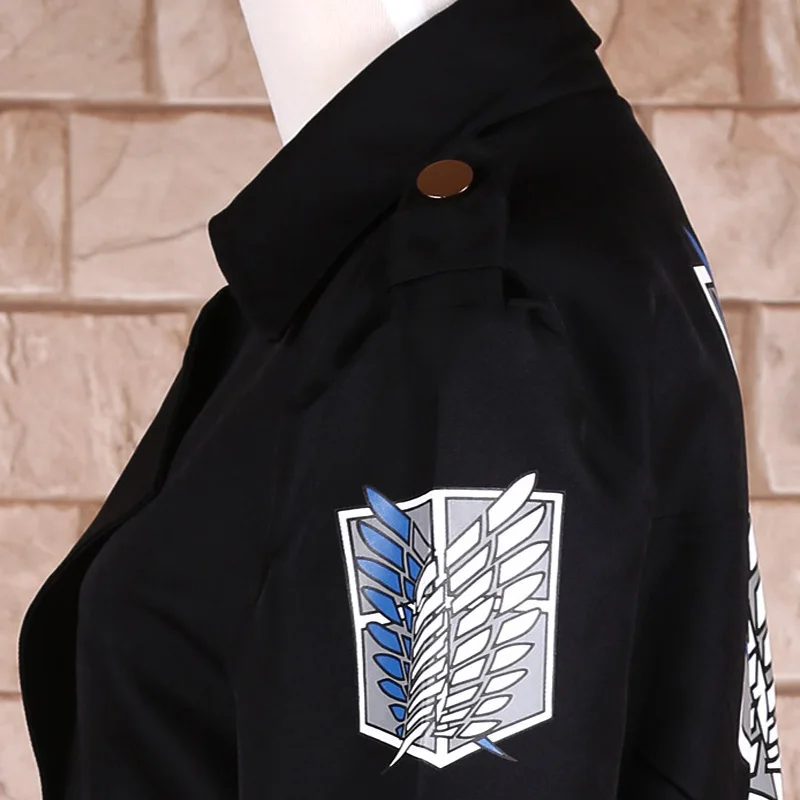 Cosworld New Anime Shingeki no Kyojin Attack on Titan Cosplay Costume Levi Mikasa Eren Trench Dust Black Coat (5)