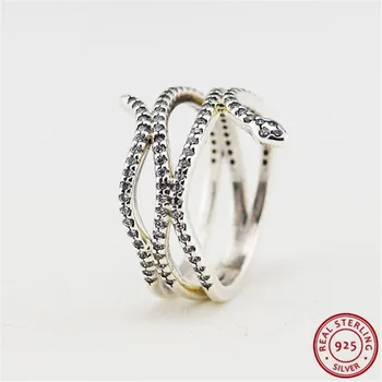 

Summer Collection Popular 925 Sterling Silver Glittering Cubic Zirconia Snake Stackable Rings for Women Jewelry Wholesale FLR053