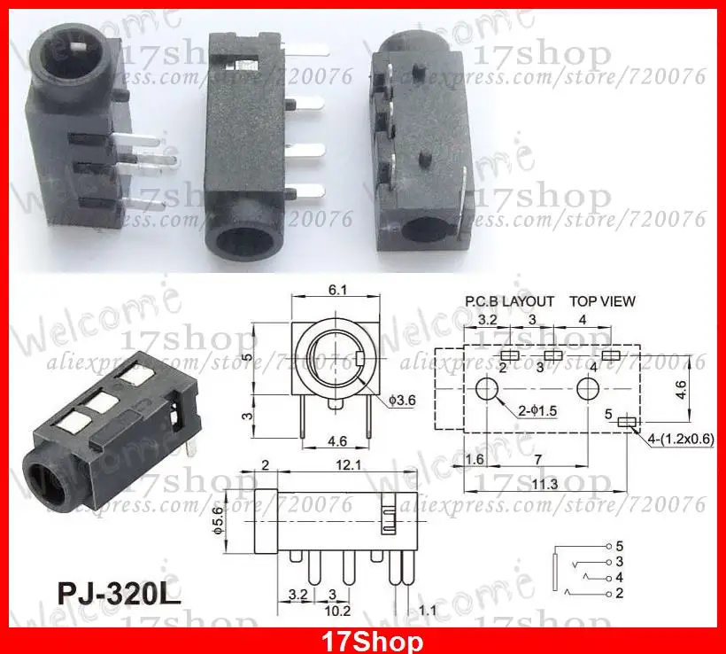 500PCS 4 pin 1 8 3 5mm Stereo Jack Socket for Video camera 3 5MM Headphones MIC