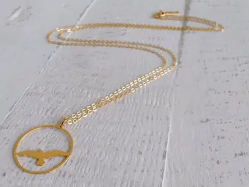 

Long Gull Necklace, Sea Gull Silhouette, Long Necklace, Gold Necklace, Minimalist Necklace, Marine life Jewelry, Nature, sea lif