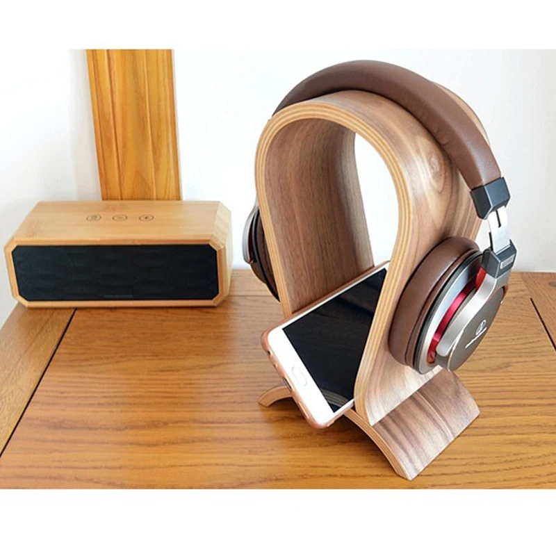 Classic Wooden Headphone Headset Stand Earphone Holder Walnut Hanger Headset Display for Beats JBL for Bose Universal Headset