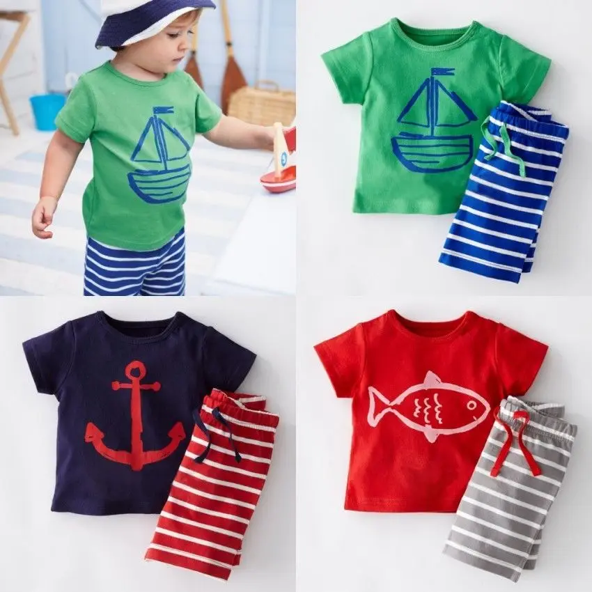 

Summer Children Clothing Fashion Baby Boy Clothes Toddler Baby Kids Boy Cartoon Tops T-shirt Pants Outfits 2Pcs Set Clothes