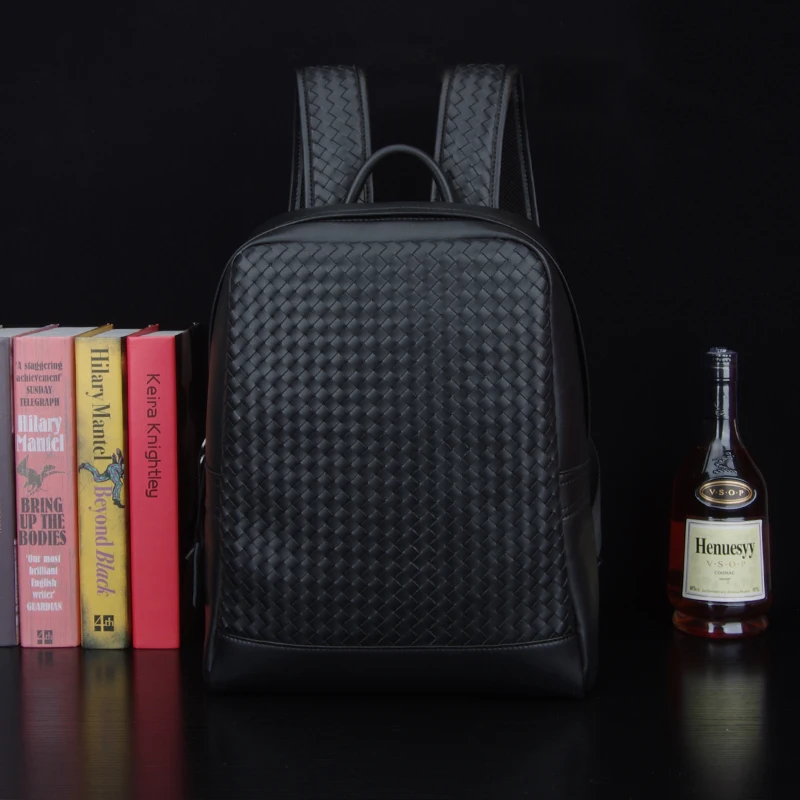 Kaisiludi braid duplex leather men's leisure travel bag large capacity fashion simple business travel men's backpack