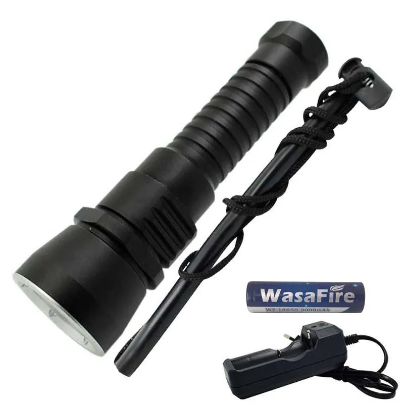 

Bright Diving Flashlight XM-L2 2000 Lumens LED Dive Torch Light Waterproof Underwater Scuba Flashlights + 18650 Battery+ Charger