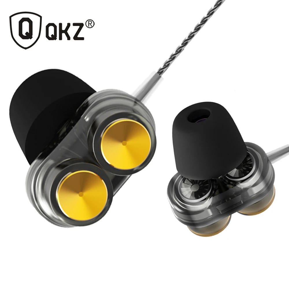

QKZ KD7 Dual Dynamic Driver Professional In Ear Earphone with 4 driver inside fone de ouvido auriculares 2 colors With T400 Foam