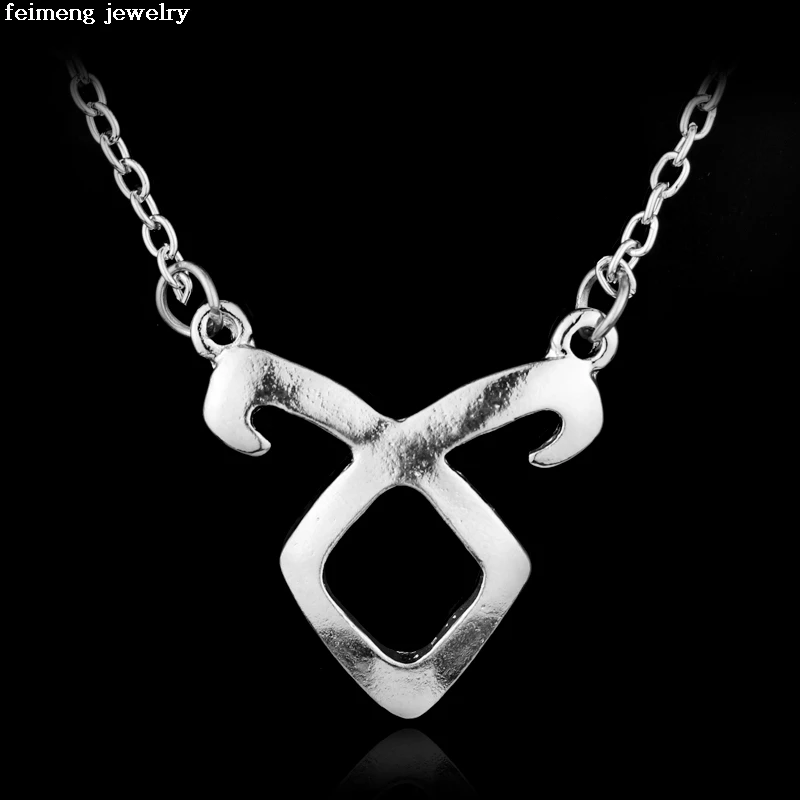 

Retro City of Bones Necklace Angelic Forces Power Rune Pendant Inspired By The Mortal Instruments Shadowhunters Collar For Men