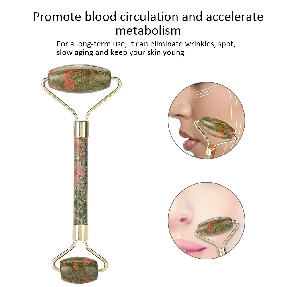 7 стилей натуральный аметист двойная головка нефрит КАМЕННЫЙ ролик& Guasha скребок пластины инструмент для массажа лица релаксации