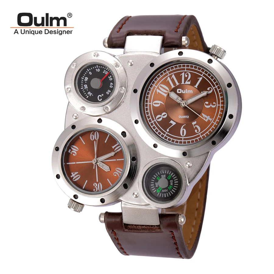 Oulm, мужские часы, антикварные Мужские кварцевые часы, лучший бренд, роскошные спортивные наручные часы, мужские повседневные часы с кожаным ремешком, relojes hombre