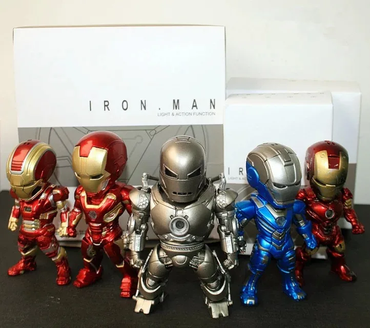

Movie Figure 5PCS/SET Iron Man Light & Action Function Monger Iron Patriot Mark PVC Action Figures Toy Model Collectibles