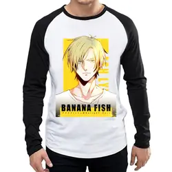 Футболка с длинным рукавом с банановой рыбкой Мужская мода аниме Банан Изображение рыбки футболка футболки с длинным рукавом Банановая