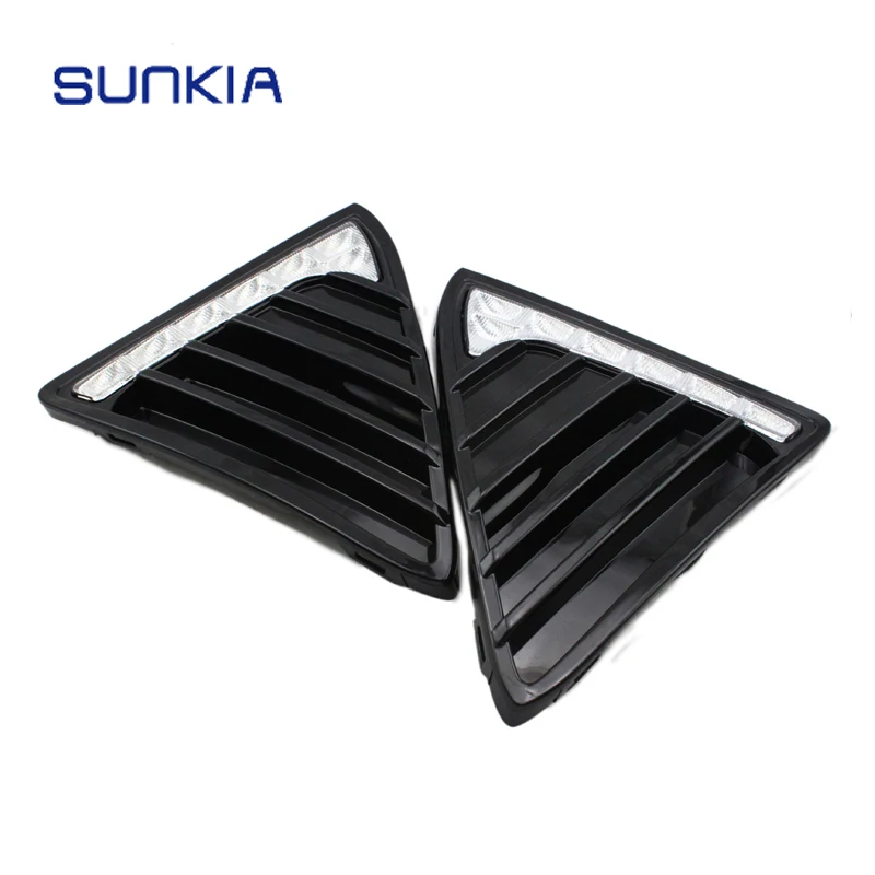 

SUNKIA 2Pcs/Set High Bright LED Auto Car DRL Daytime Running Lights Gloss Style Fog Lamp Case For 2012 Ford Focus 3