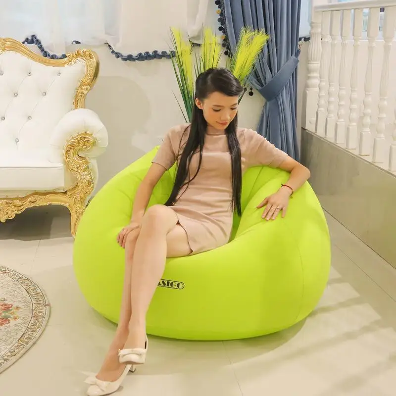 pvc flocking inflatable beanbag single sofa , air home furniture in air version, rush come bean bag sofa cushion