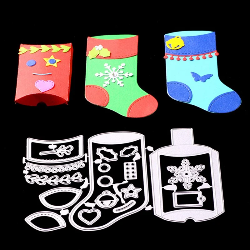 

Diy Socks Small Box Embossed Carbon Steel Die Christmas Sock Stocking Metal Cutting Dies Set Embossing Stencil Card Decoration