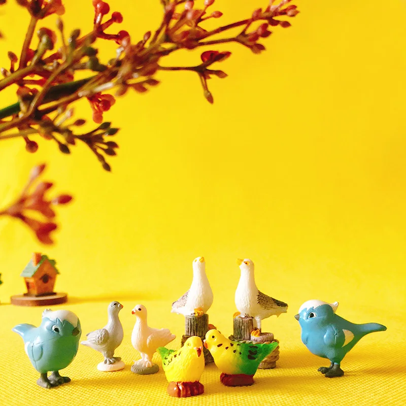 

4 Pcs sea birds/pigeon/parrots/miniatures/cute/ fairy garden/gnome/moss terrarium decor/crafts/bonsai/bottle garden DIY supplies