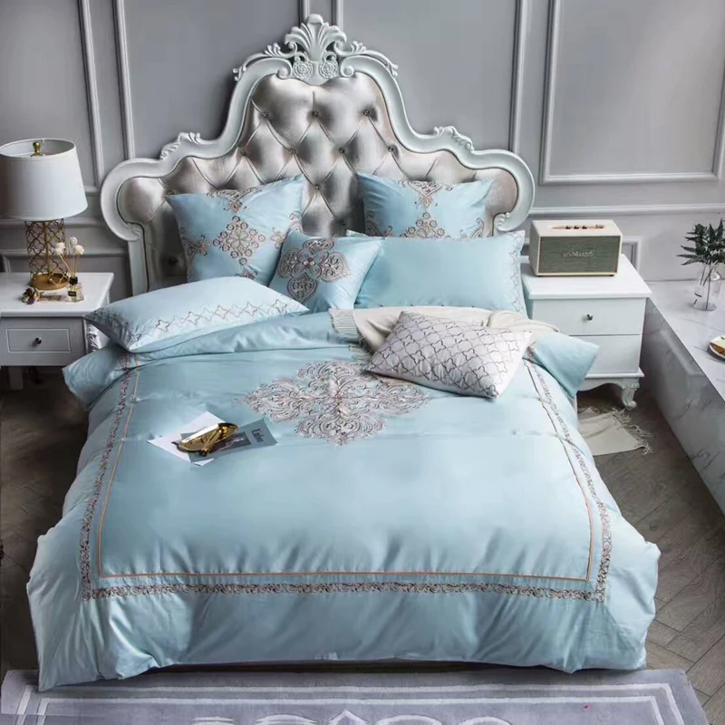 

4/6/7Pcs Egypt Cotton European aristocracy luxury Bedding Set embroidery Duvet cover set Bed Sheet Pillowcases Queen King Size