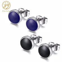 Zhijia ювелирные изделия синие Черные серьги из нержавеющей стали круглые маленькие серьги-гвоздики для женщин девочек Детские oorbellen voor vrouwen