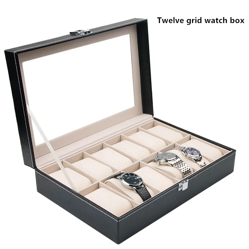 Samonica 12 Grid Slots Jewelry organizer Watches Boxes Display Storage Box Case Leather Square jewelry Samonica 12 Grid Slots Jewelry organizer Watches Boxes Display Storage Box Case Leather Square jewelry