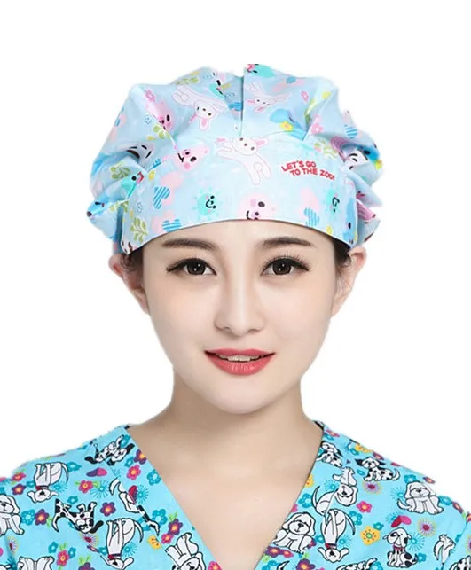 

Cotton Surgical caps Medical cap print Women fluffy for long hair