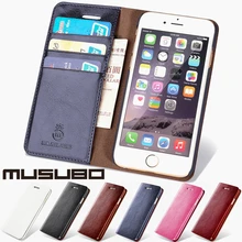 Musubo Genuine Leather Case For iPhone 7 Plus Luxury wallet phone bag Cover for Apple iphone 6 Plus 6s 5 5s SE 4 4s flip cases