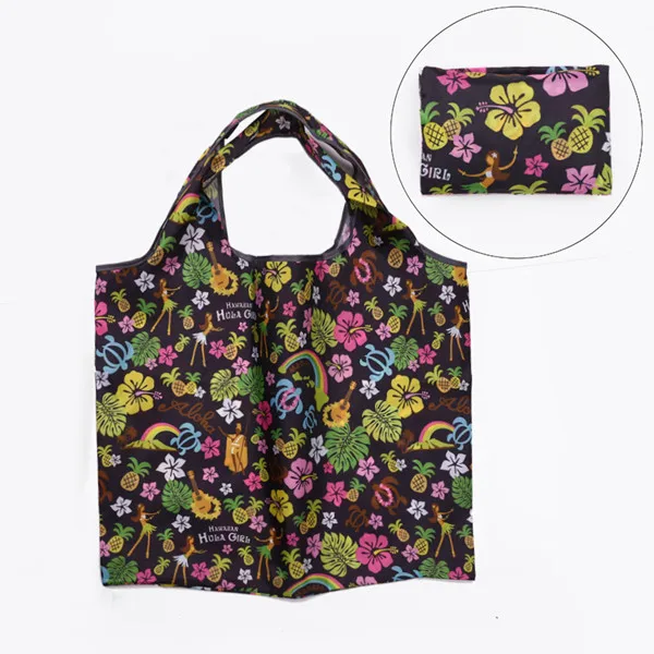 Женская Складная сумка для покупок, Женская Эко сумка для продуктов, Женская многоразовая мультяшная сумка с цветочным рисунком, фруктами, овощами, Большая вместительная сумка - Цвет: U