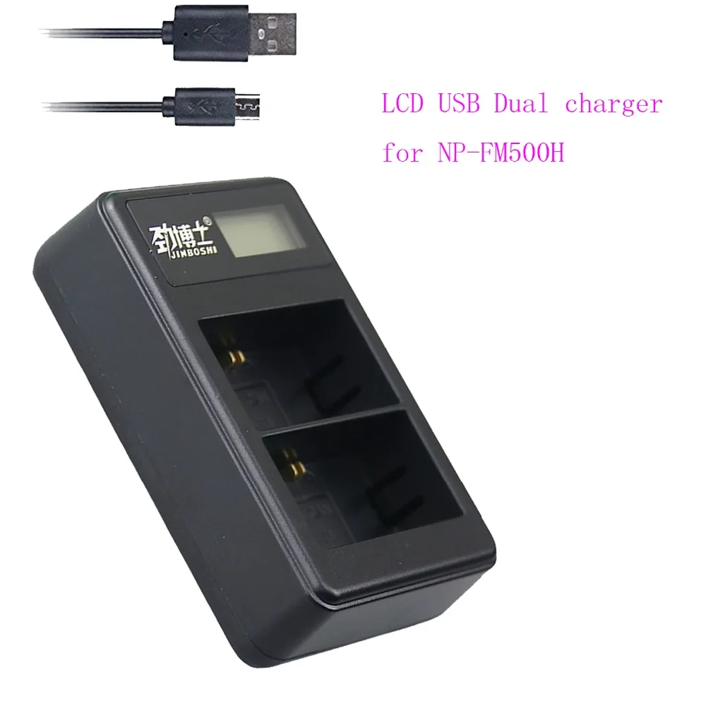 

Hot sale 1pcs NP-FM500H NPFM500H NP FM500H LCD Dual USB Charger for Sony A57 A65 A77 A99 A350 A550 A580 A900